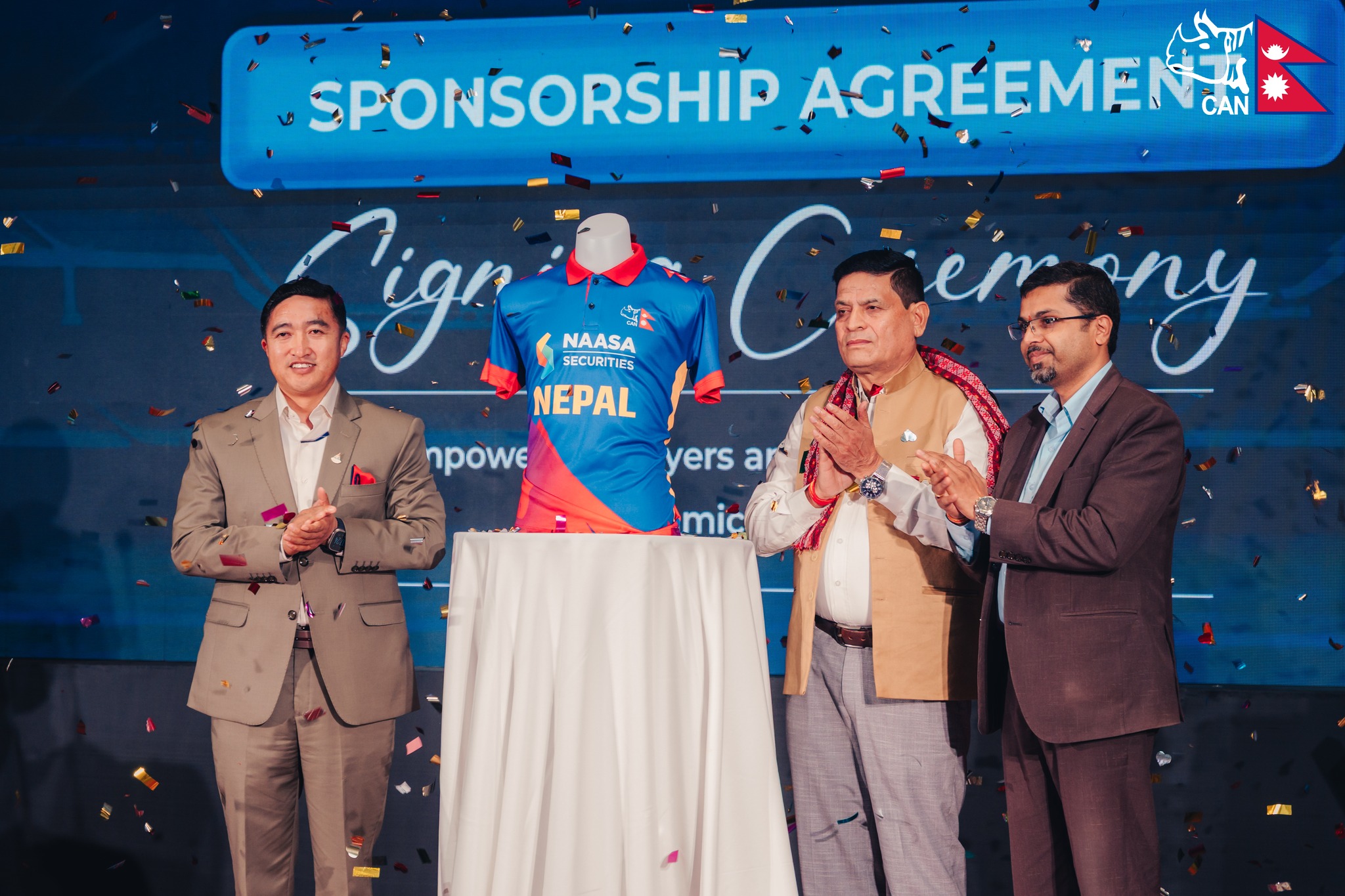 नेपाली राष्ट्रिय क्रिकेट टिमको जर्सीको मुख्य प्रायोजक नासा सेक्युरिटिज, क्यानलाई कति तिर्छ ?